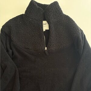 aerie black oversized quarter zip fleece size small
